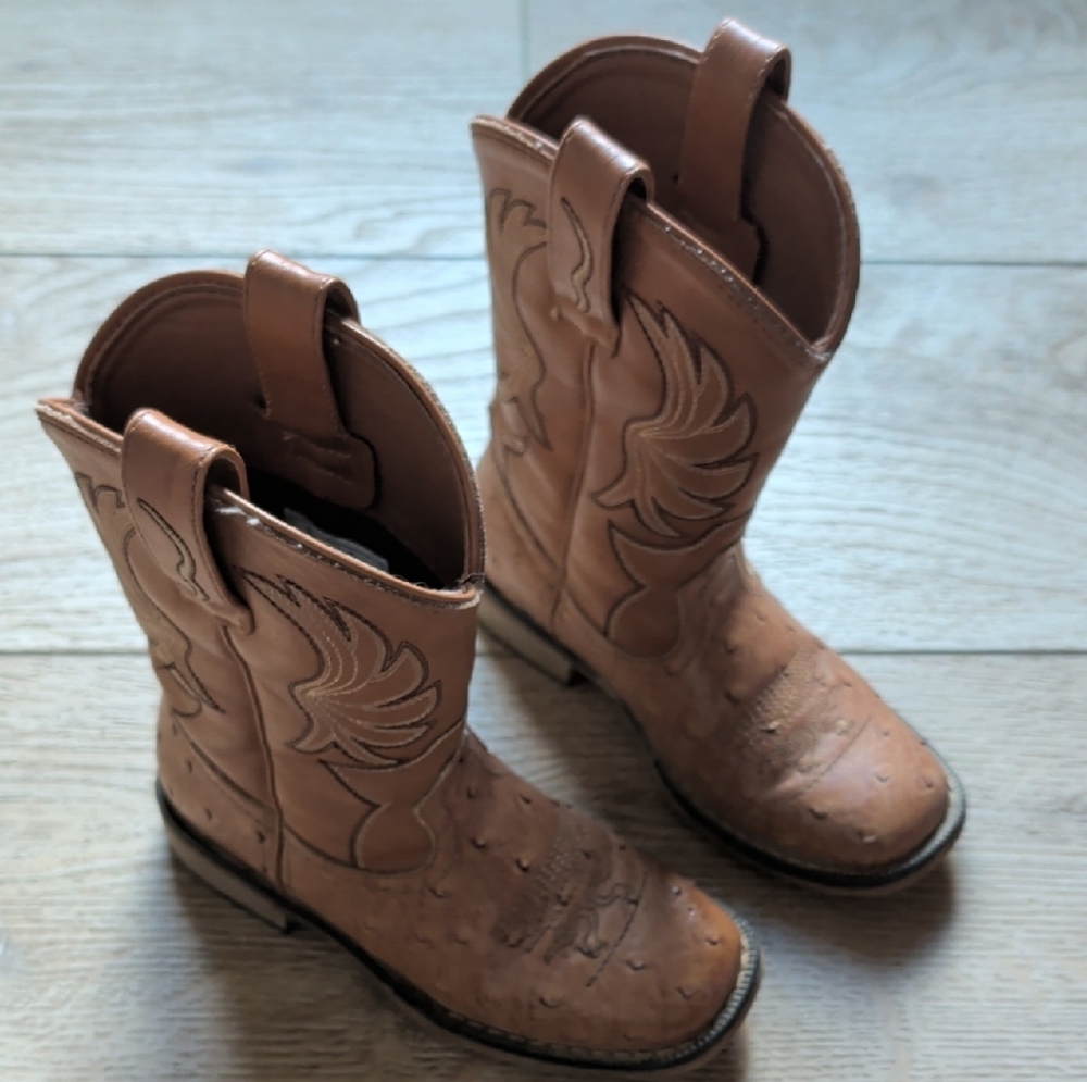 Kids Tan Western Cowboy Boots - Classic Pull-On Style